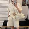 Estilo Coreano Estilo Perezoso Color Caramelo Perro Dachshund Traje de Mujer Verano Nuevo Estilo Coreano Holgado Manga Corta Shorts Conjunto de Dos Piezas para Mujer