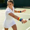 Diadema deportiva de arcoíris para correr al aire libre, fitness, deportes, banda para el sudor de toalla, yoga, pañuelo para la cabeza de baloncesto, cinta para el pelo