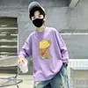 Camiseta de manga comprida para meninos, nova marca da moda outono 2026, top casual versátil de algodão puro infantil para primavera e outono
