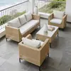 Sofá de Mimbre para Exteriores Patio Ocio Balcón Exterior Silla de Ratán Protector Solar Impermeable Casa de Huéspedes Invernadero Combinación de Muebles