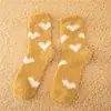Meias de coral fleece até a panturrilha inverno atacado Femininas forradas com fleece espessadas em formato de coração não soltam fiapos meias toalha meias de chão para casa