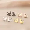 Moda japonesa y coreana acero inoxidable animal de dibujos animados oreja de gato clavo hueco amor chica simple accesorios de clavo de hueso de oreja