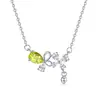 Nuevo Collar de Piedra de Cristal Natural Plata de Ley S925 para Mujer, Cadena Clavicular de Lujo Ligero de Granate Peridoto Mariposa Flor Nicho