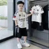 Conjunto Deportivo de Shorts de Manga Corta para Fútbol Estilo Nuevo para Niñas y Niños, Marca de Moda Ropa Infantil de Comercio Exterior, Atuendo de Verano