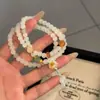 Pulsera Linda de Tres Círculos con Forma de Pata de Gato a la Parrilla de Carbón, Pulsera de Amistad Tejida de Moda Estilo Chino, Pulsera Transparente Estética de Alto Valor de Nicho