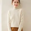 Suéter feminino de caxemira macia e cerosa, meia gola alta, grosso, cor sólida, solto, casual, ombro de sela, outono e inverno, nova camisa básica