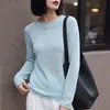 Nuevo Suéter de Punto para Mujer 2026 Otoño/Invierno, Tencel Lino, Manga Larga, Color Sólido, Cuello Redondo con Borde Enrollado