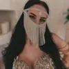 Máscara de Strass para Performance de Baile de Halloween Nueva Transfronteriza Joyería Facial con Borlas Europeas y Americanas Máscara Facial Femenina