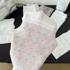 Calcetines blancos hasta media pantorrilla estilo ballet para mujer, Serie Miu de algodón puro fino de verano, Combinados con zapatos de piel pequeños, Calcetines largos, Calcetines holgados de verano