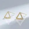 Pendientes Geométricos Huecos para Mujer Estilo Coreano Simples Pequeños Pendientes de Estudiante Moda Flor de Ciruelo Redondos Mini Pendientes Dorados