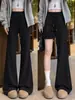 Pantalones deportivos acampanados gris oscuro para mujer, nueva colección primavera/otoño 2026, de cintura alta, aptos para petite, pantalones casuales estilo americano