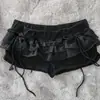 Estilo Verão Novo Europeu e Americano Babados Cor Sólida Emagrecimento Laço Elástico Personalidade Bolo Casual Versátil Saia Shorts