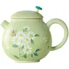 Colección de Juego de Té de Cerámica con Margaritas Pintadas a Mano en un Estilo Fresco, Incluyendo Juego de Té Kung Fu, Tetera Doméstica, Gaiwan y Tazas de Té