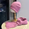 Conjunto de Chapéu de Tricô e Cachecol Estilo Coreano Duas Peças para Mulheres no Outono e Inverno, Versátil, Quente, Aconchegante, à Prova de Frio, Chapéu Pequeno de Lã que Valoriza o Rosto