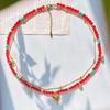 Guofeng retro alta qualidade vítreo pombo vermelho calcedônia ágata clavícula corrente colar