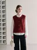 Suéter de punto liso estilo universitario con cuello de solapa, chaleco suéter de punto para mujer, estilo coreano, corte holgado, novedad Otoño 2026 25697