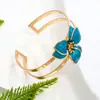 Brincos e Colar de Flores com Gotejamento de Óleo de Design Simples de Nicho Transfronteiriços Europeus e Americanos Pulseira de Joias Manuais Estilo Resort na Floresta para Mulheres