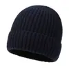 Chapéu de Lã Masculino de Inverno com Forro de Fleece Quente Cor Sólida Tricotado Chapéu Masculino Moderno com Proteção para Orelhas à Prova de Frio Chapéu Pulôver para Ciclismo