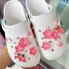 Nuevas Zapatos de Cueva Sakura Zapatos Flor Verano Zapato Hebilla DIY Creativo Mori Flor de Flor de Durazno Rosa Niña Pantuflas Colgante