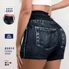 Pantalones de Yoga Transfronterizos Europeos y Americanos, Pantalones Cortos de Mezclilla Sintética, Pantalones Cortos de Cintura Alta para Mujer que Levantan los Glúteos y Adelgazan, Pantalones Cortos Deportivos para Mujer, Ropa de Exterior de Verano