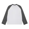 Camiseta de manga larga de retazos a rayas para hombre, estilo europeo y americano, casual para primavera y otoño, paleta de colores oscuros, con estampado de guadaña de la Parca