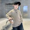 Camisa básica de cuello semialto para niño, otoño e invierno 2024, nuevo estilo, informal, combinable, con interior de terciopelo de doble cara.