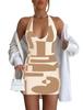 Amazon Europeo y Americano 2024 Comercio Exterior Ropa de Mujer Primavera y Verano Nuevo Color de Contraste Sexy Cuello en V Cadera Vestido de Lana Mujeres