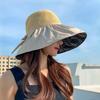 Sombrero Verano Vinilo Lazo Sombrero para el Sol Sombrero de Paja Calado para Mujer Anti-UV Ala Ancha Protección Solar Sombrero de Pescador