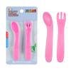 Material PP cuchara de entrenamiento para bebés Tenedor cuchara para aprender para niños cuchara de codo Tenedor opcional vajilla para bebés cuchara de plástico tarjetero