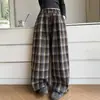 Calça Plaid de Perna Larga para Meninas Estilo Primavera e Outono 2026 Nova Calça Casual de Outono Infantil Para Meninos e Meninas Crianças Maiores Roupas de Outono Calça Reta