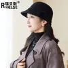 Nuevo Sombrero de Lana de Moda Versátil Estilo Coreano para Mujer Principios de Otoño Sombrero de Copa Pequeña que Resalta la Cara Sombrero Simple Elegante de Protección Solar