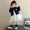 Conjunto de Ropa de Primavera para Niñas, Ropa Infantil, Elegante Cárdigan de Punto para Primavera y Otoño, Vestido de Manga Larga, Conjunto de Dos Piezas de Princesa, Moderno