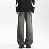Jeans de trabajo estilo americano para hombre, jeans de otoño con teñido anudado degradado holgados, pantalones casuales de pierna ancha rectos holgados de alta costura