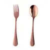 Venta al por mayor del fabricante Juego de tres piezas de cuchillo, tenedor y cuchara de acero inoxidable 304 con mango redondo, Juego de tenedor y cuchara lindo de estilo simple con revestimiento de titanio