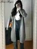 Nuevo Cárdigan de Punto 100% Lana para Mujer Estilo Largo Holgado Estilo Perezoso Sin Botones Ropa de Abrigo Otoño/Invierno 2026