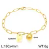 Pulsera Cuadrada de Moda con Letras Inglesas (26), Cadena Sencilla Tipo Clip Estilo Ins, Bola Redonda, Acero de Titanio Chapado en Oro de 18K