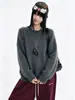 Suéter básico versátil suave y mullido para mujer, de punto, cuello redondo, manga larga, estilo casual suelto y perezoso, para otoño e invierno