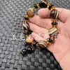 Pulsera de Jade Diente de Tigre Pulsera de Cuentas Cilíndricas Pulsera de Cuentas de Tres Ojos Pulsera Lutong Agata Trenzada Pulsera de Calcedonia