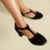 2026 Comércio Exterior Sapatos Femininos Verão Novo Estilo Fivela Veludo Salto Grosso 40-43 Sapatos de Salto Único Mary Jane Salto Alto Sapatos de Princesa