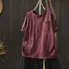 Camiseta de Manga Corta para Mujer Verano 2026 Estilo Nuevo Amarillo Algodón Puro Cuello Redondo Súper Elegante Bolsillo Holgado Moderno Top de Manga Larga Mht