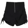 2026 Nuevos Shorts Negros de Verano de Cintura Alta con Cordón Estilo Chica Picante para Mujer, Adelgazantes, Casuales, Petite, con Cremallera, Rectos
