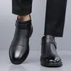 Botines de tobillo para hombre de talla grande de cuero genuino transfronterizos, Botas de cuero de caña media con punta redonda, formales de negocios, Botas estilo Martin con hebilla, estilo británico
