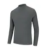 Camiseta Básica de Cuello Semi-alto De Rong Wei Yi Manga Larga para Hombre Otoño e Invierno Moda Forrada de Polar Cálida 280g Ropa de Hombre Wei Yi