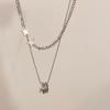 Collar de Estrella de Doble Capa de Estilo Coreano de Moda para Mujer, Diseño Nicho Sencillo que Combina con Todo, Elegante Cadena de Clavícula con Anillo
