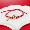 Novo Pulseira de Fio Vermelho com Pônei Banhado a Ouro de Ano Novo com Bom Significado, Pulseira de Bênção Tecida à Mão, Pulseira Decorativa