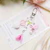 Flor Corazón Color Dopamina Llavero de Pompón Llavero de Lazo Amuletos para Bolso de Pareja Venta al por Mayor