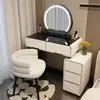 Nuevo Modelo de Tocador para Apartamento Pequeño, Tocador Moderno Minimalista Estilo Crema para Dormitorio Principal, Tocador de Maquillaje de Pizarra Integrado de Lujo Ligero