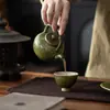 Tetera de Cerámica Esmaltada de Horno Zhiyino Verde para Uso Doméstico, Tetera Personal para Preparar Té, Tetera con Asa, Tetera Portátil, Juego de Té Kung Fu, Caja de Regalo para Tetera Individual