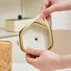 Pote Sextavado Selado com Tampa Plástico PET Transparente Branco Leitoso Jarra de Cereal para Mesa Caixa de Armazenamento de Grãos