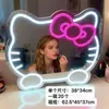Lindo Sanrio Kuromi Luz de Atmósfera de Neón USB 5V Espejo de Escritorio para el Hogar Mesa Espejo de Maquillaje con Luz